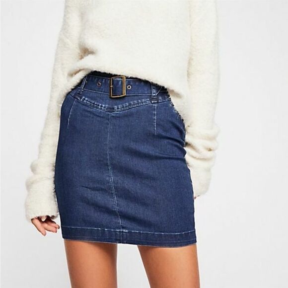FREE People Living It Up Denim Skirt - Picture 2 of 3